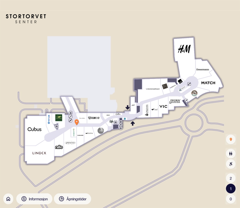 Stortorvet Senter 2D wayfinding map