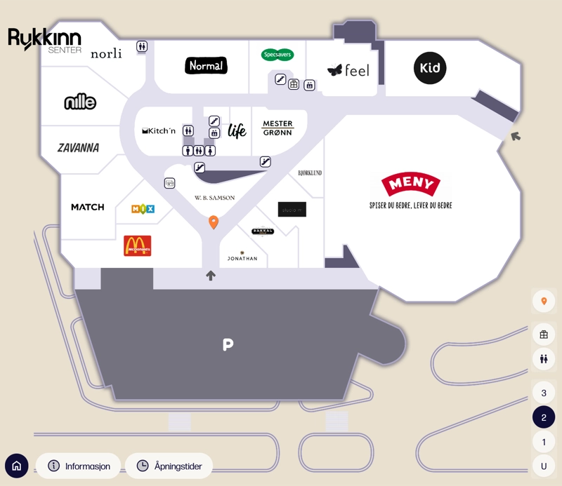 Rykkinn Senter 2D wayfinding map